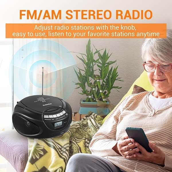 G Keni Tragbarer CD Spieler Boombox mit Bluetooth, AM/FM Radio, CD Boombox Unterstützung USB, SD, MM