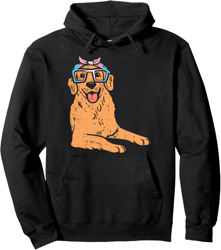 Golden Retriever Transgender Headband Trans Pride Flag Dog Pullover Hoodie