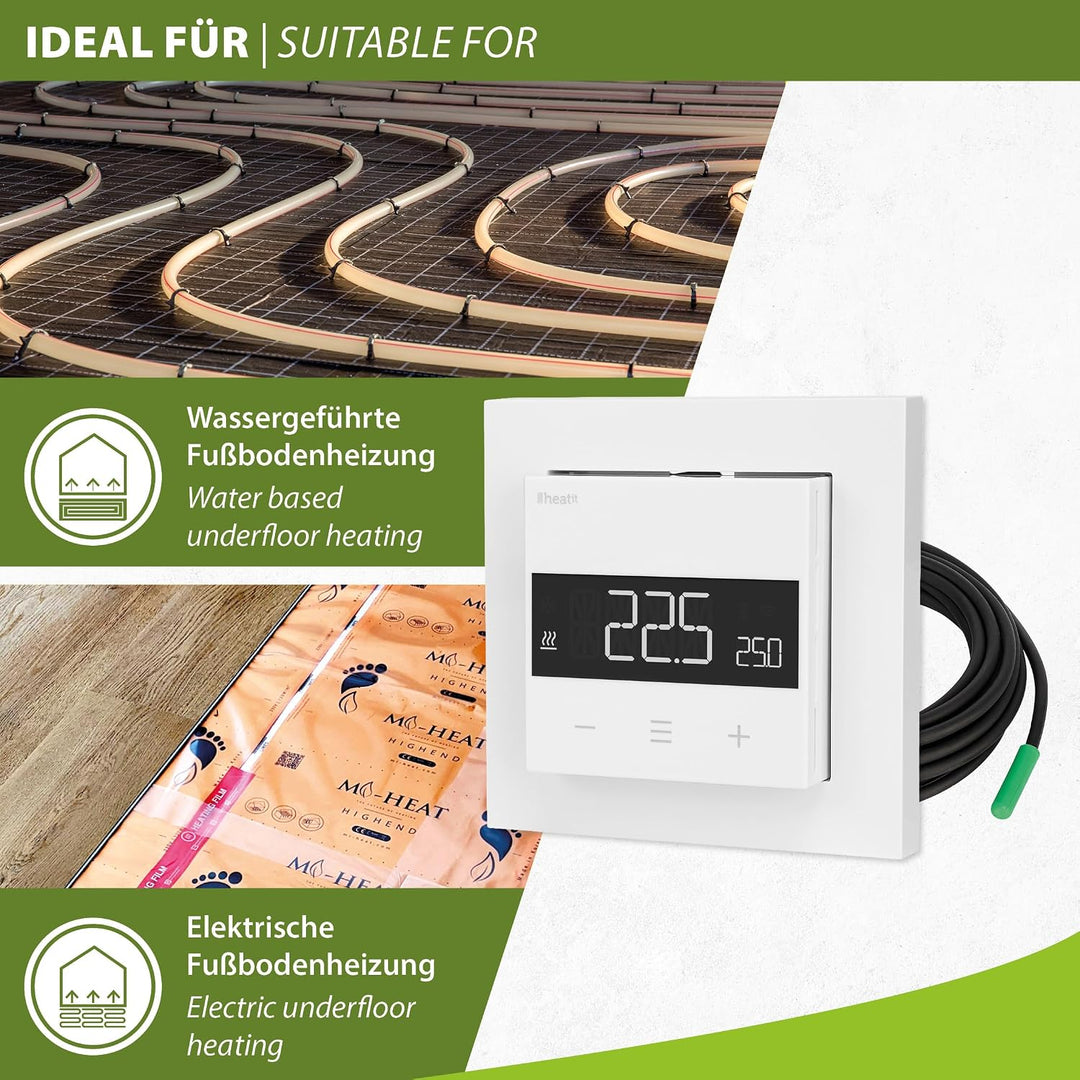 Heatit Z-TRM6 Z-Wave Plus Thermostat Raumregler mit EXT. Sensor für Fussbodenheizung elektrisch und