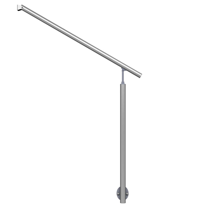 DOLLE Eingangsgeländer | Geländer Aluminium Hauseingang | seitliche Montage | 1 Pfosten & Wandanschl