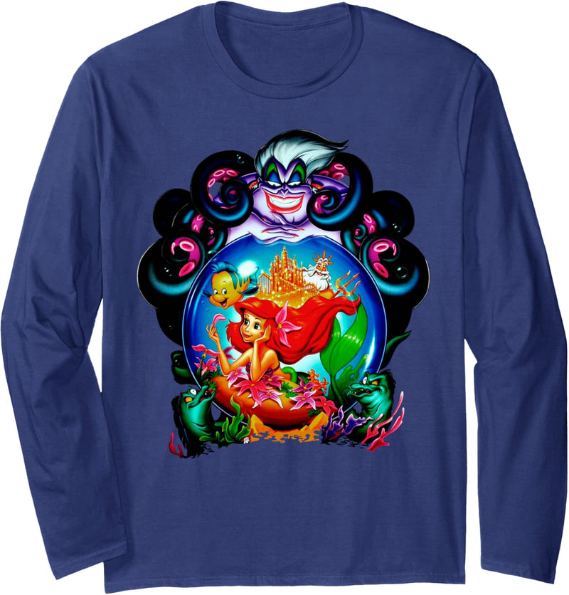 Disney The Little Mermaid Ariel Ursula Flounder Crystal Ball Langarmshirt