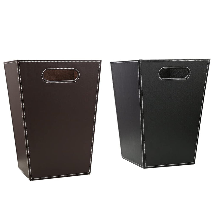 KINGFOM™ Klassisch Leder Papierkorb für Büro/Badezimmer/küche/Schlafzimmer (Platz-Braun), Platz-Brau