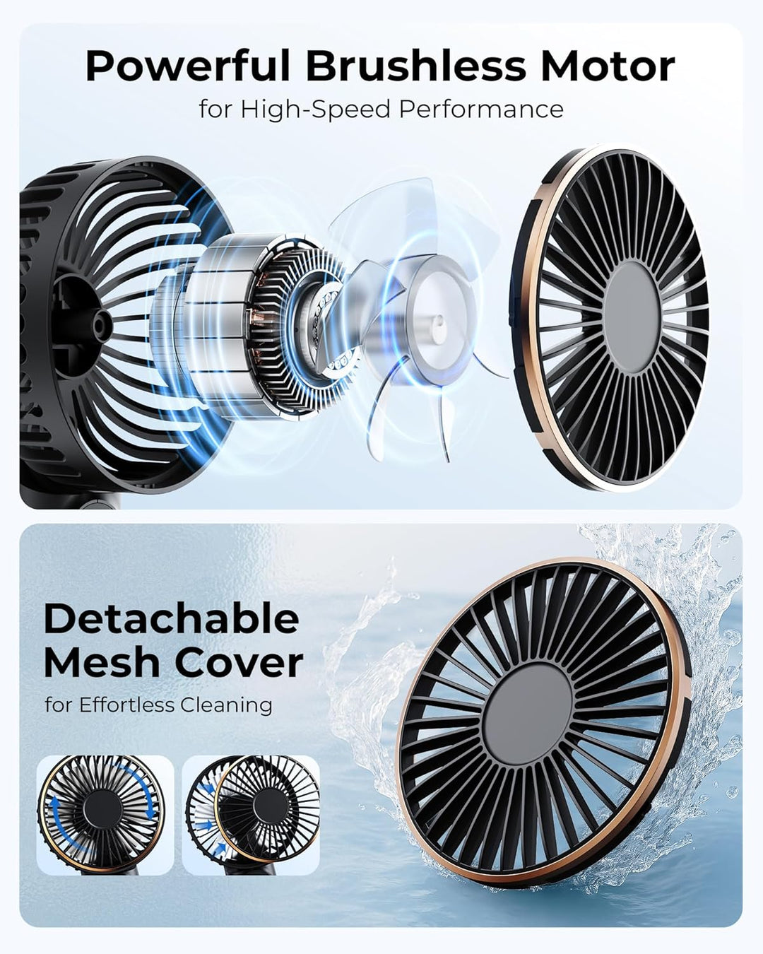 Tragbarer Mini-Ventilator Mit 4000mAh LED-Display, 180° Verstellbar und Wiederaufladbar - 6 Geschwin