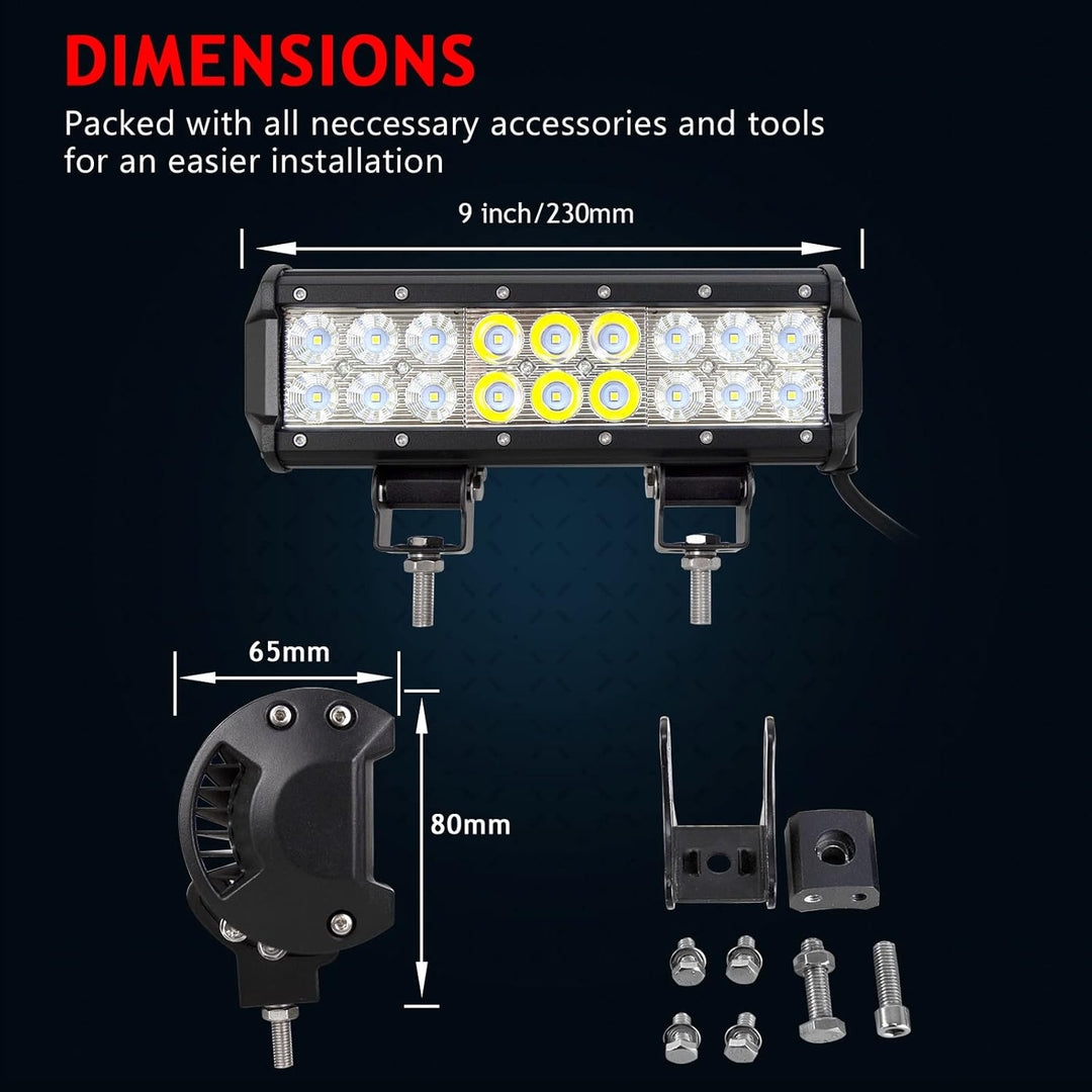 Willpower 22,9 cm 54W Flutlicht Fleckstrahl LED Arbeitsleuchte Bar SUV 4WD Fahren Nebelscheinwerfer