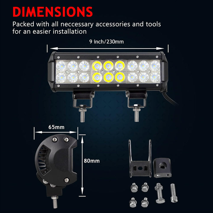 Willpower 22,9 cm 54W Flutlicht Fleckstrahl LED Arbeitsleuchte Bar SUV 4WD Fahren Nebelscheinwerfer