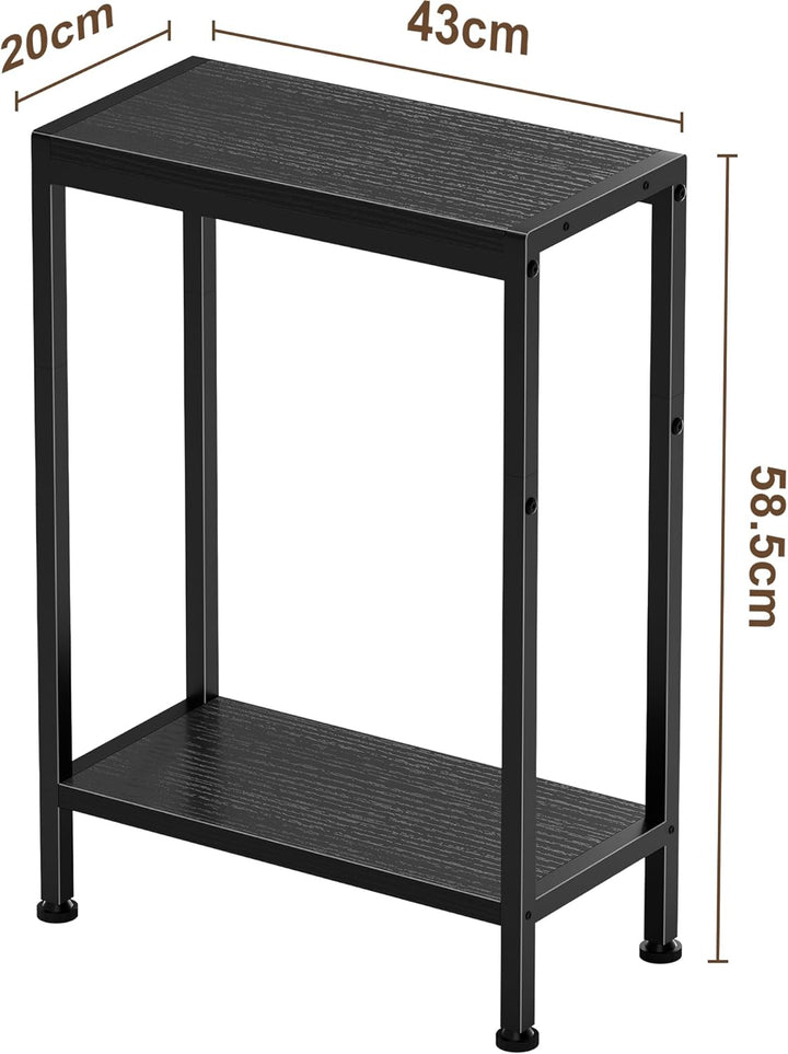 Schmaler Beistelltisch, Nachttisch, 2er Set, 2 Ablagen Nachttisch Schmal mit Stauraum, sofa beistell