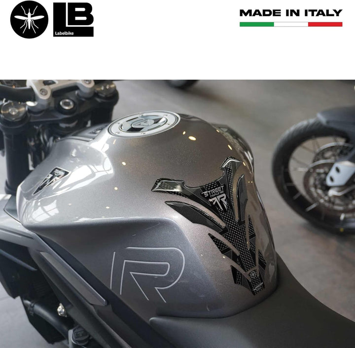 LABELBIKE 3D Aufkleber Motorrad Tankpad kompatibel mit Triumph | Street Triple 765 R 2023, Harzschut