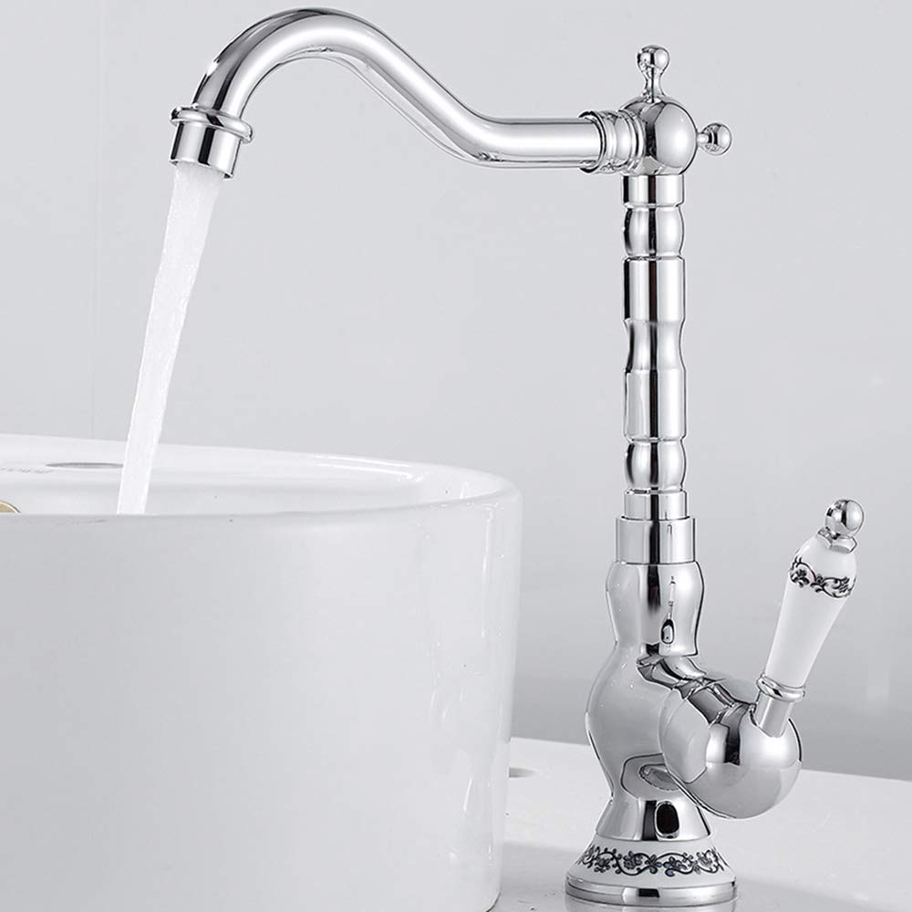 Küchenarmatur mit Einhebelmischer für Küche und Badezimmer, Vintage-Design, klassisch, aus Messing P