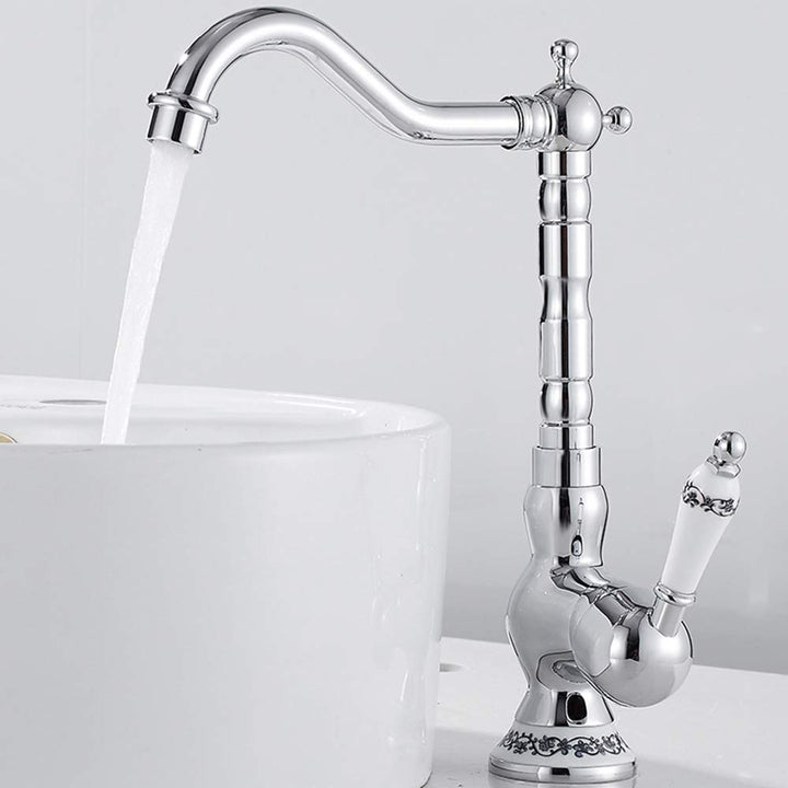 Küchenarmatur mit Einhebelmischer für Küche und Badezimmer, Vintage-Design, klassisch, aus Messing P