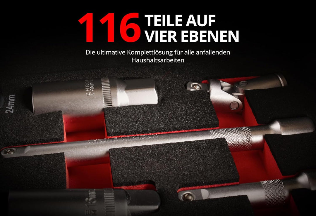 Mephisto Werkzeugkoffer - Werkzeugkoffer - Premium XL Werkzeugset mit Chrom- Vanadium Werkzeug bestü