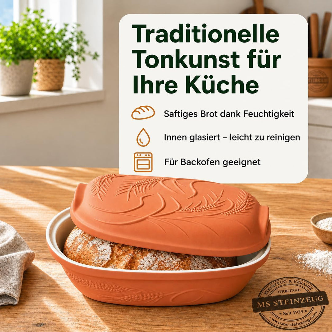 Brottopf Terrakotta TerraStone mit weisser Innenglasur Brot backen Rezepte