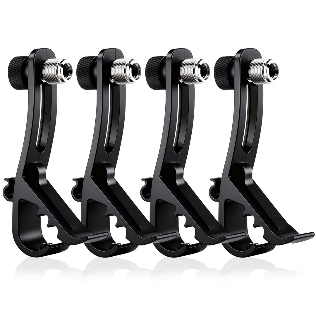 4 Stück Trommel Mikrofonklammern, Universal verstellbare Drum Rim Mic Clips Mikrofon Mount Clamp Mik
