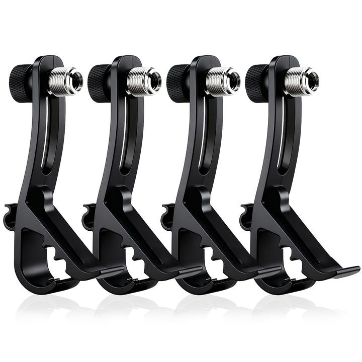 4 Stück Trommel Mikrofonklammern, Universal verstellbare Drum Rim Mic Clips Mikrofon Mount Clamp Mik