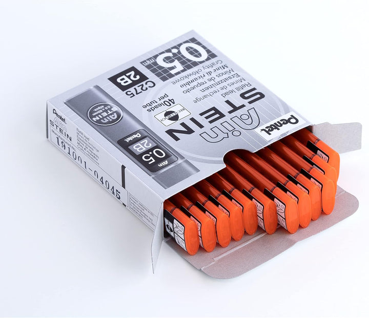 Pentel Ain STEIN C275 Feinmine, 40 Minen je Dose, 0.5 mm, Härtegrad 2B (12 Dosen)