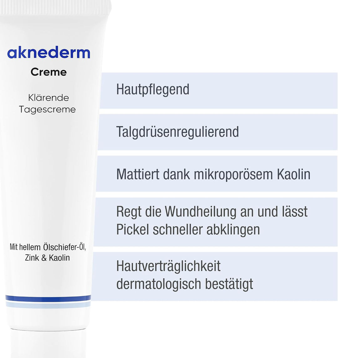 Aknederm Creme 2 x 30g - mattierende Gesichtscreme gegen Pickel &amp; unreine Haut - talgregulierende Fe