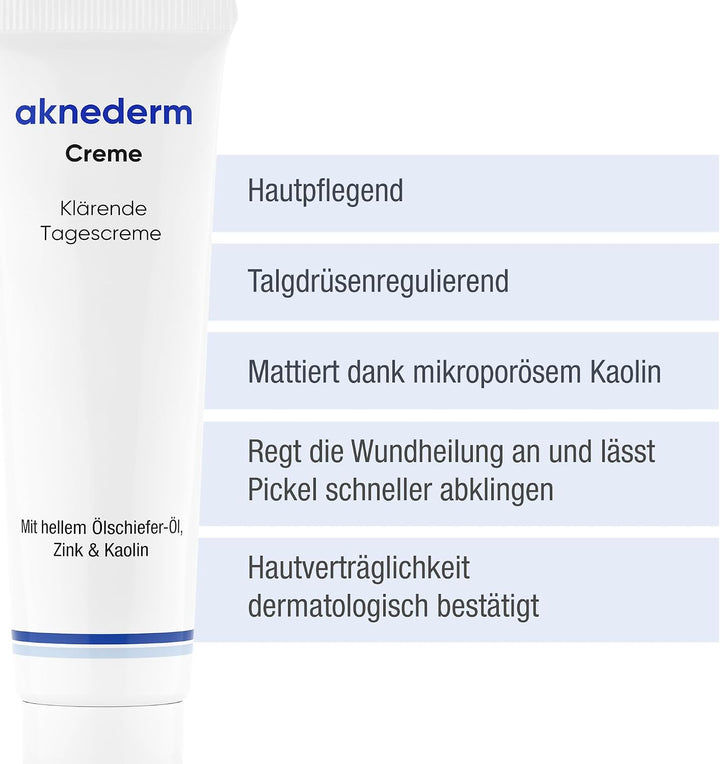Aknederm Creme 2 x 30g - mattierende Gesichtscreme gegen Pickel &amp; unreine Haut - talgregulierende Fe