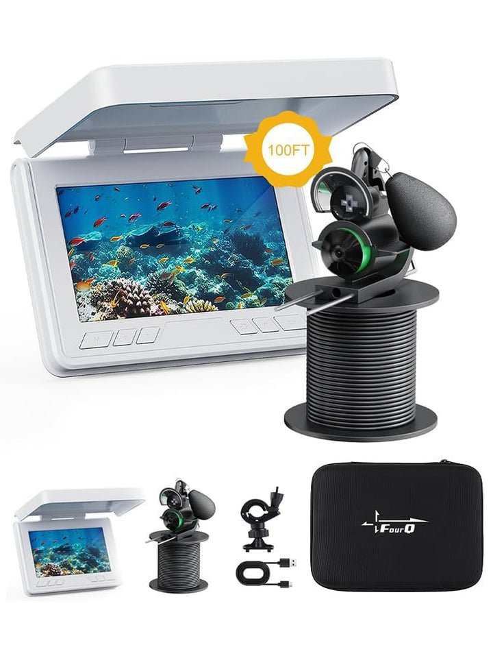 FourQ Underwater Fishing Camera,Fishing Camera Ice vexilar Fish find 4.3inch Hd 1080p LCD Display Un
