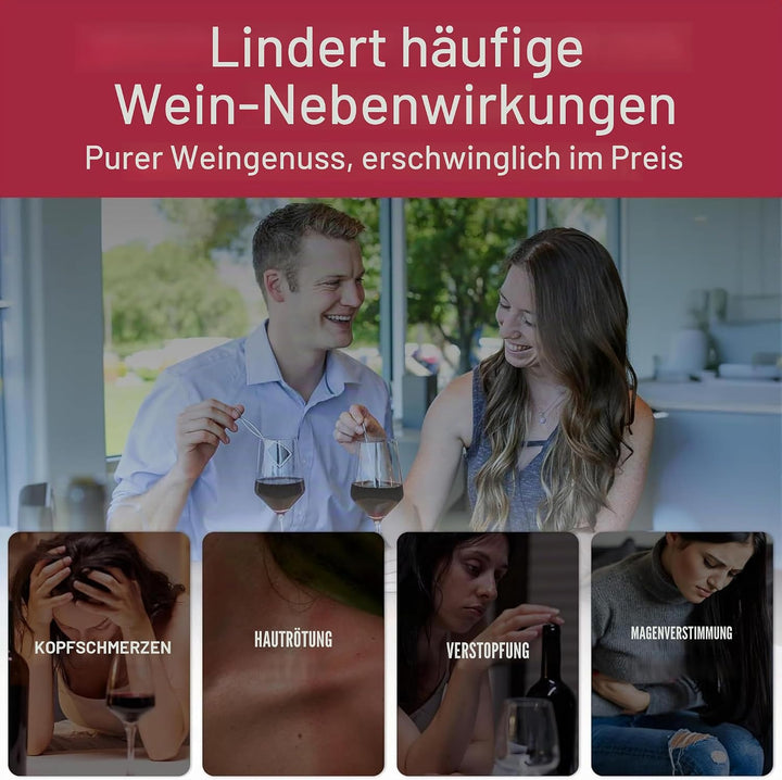 PureWine Weinfilter „The Wand“ mit Weinglas-Anhänger | Entfernt Histamine & Sulfite – Weniger Kopfsc