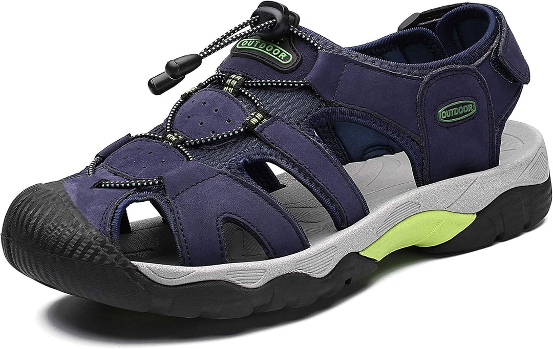 Sandalen Herren Leder Strand Wandersandale Trekkingsandalen Outdoorschuhe Sommer Freizeitschuhe Wand