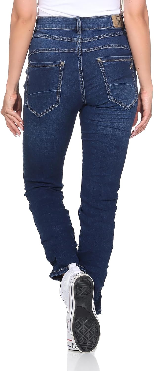 Karostar Denim Hose Sweat Design Jogginghose Boyfriend Jeanshose Stretchjeans Kordelzug 89 36W Dunke