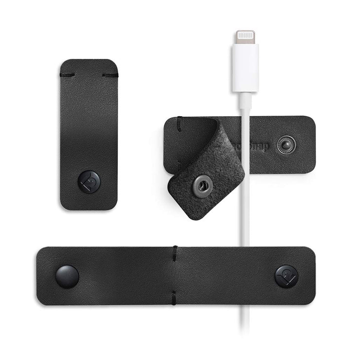 Twelve South SurfaceSnap | 3er-Pack, Leder-Kabelorganizer/Kabel-Management-Riemen mit beschädigungsf