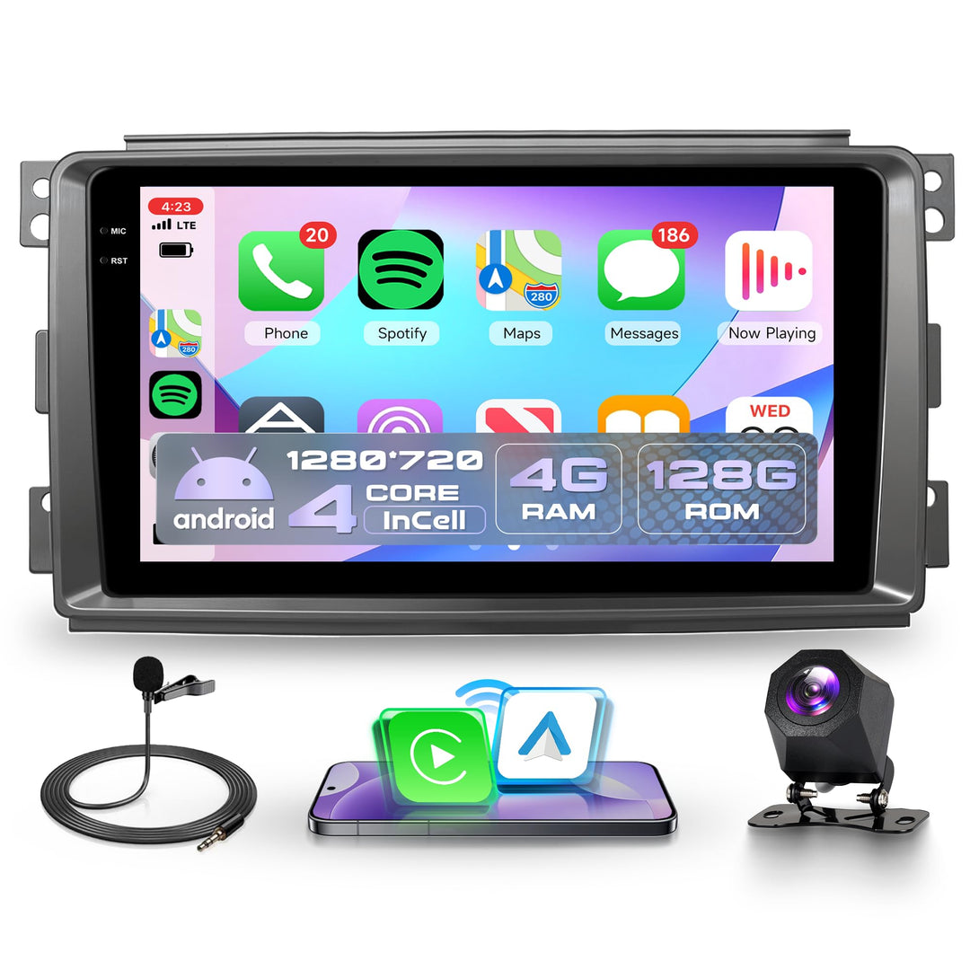 4G+128G Wireless Carplay Android 15 Autoradio für Mercedes Benz Smart Fortwo 451 2005-2010 9 Zoll In