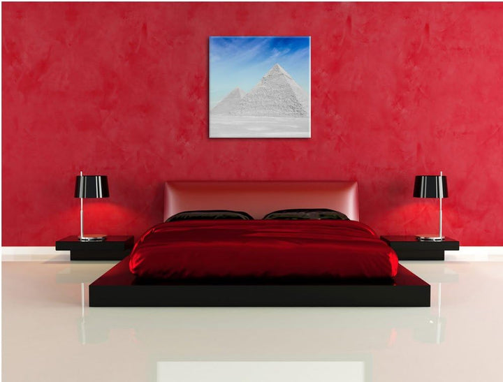 Pixxprint Pyramiden von Gizeh als Leinwandbild | Grösse: 70x70 cm | Wandbild| Kunstdruck | fertig be