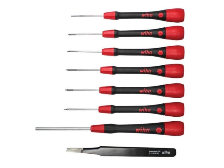 Wiha Feinschraubendreher Set PicoFinish®, 8 tlg. inkl. Pinzette, Reparatur-Set für Smartphones, Tabl
