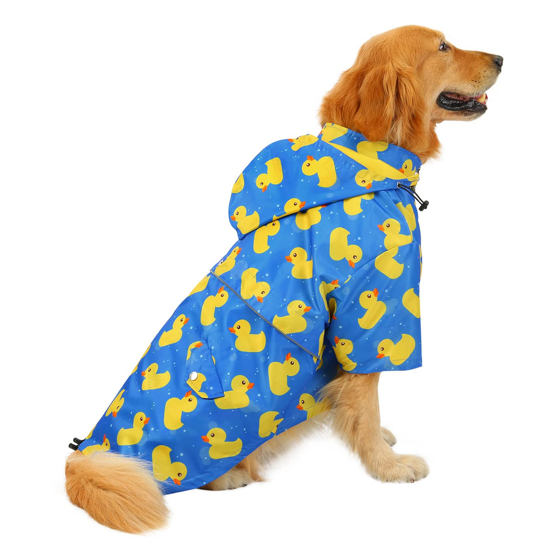 HDE Hunde-Regenmantel, doppellagig, Reissverschluss, Regenjacke mit Kapuze für kleine bis grosse Hun