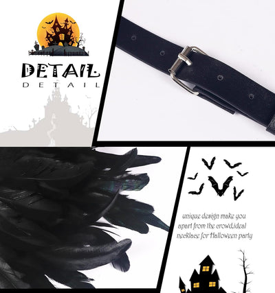 keland Damen Gothic Feder Epauletten Umhang Schal Schulterumhang Schultertuch für Halloween Cosplay