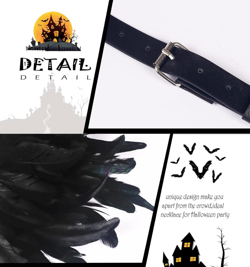 keland Damen Gothic Feder Epauletten Umhang Schal Schulterumhang Schultertuch für Halloween Cosplay