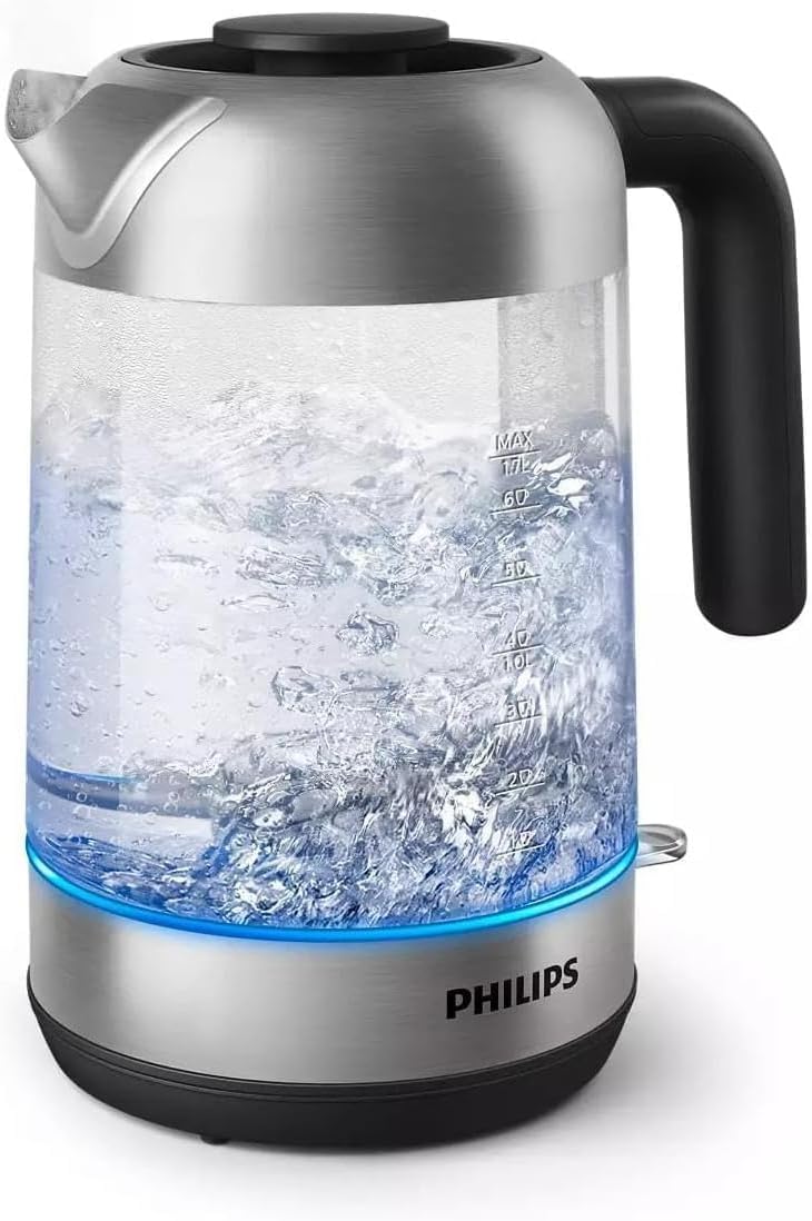 Philips Wasserkocher – 1.7 L Fassungsvermögen mit Kontrollanzeige, Glas, Pirouettenbasis
