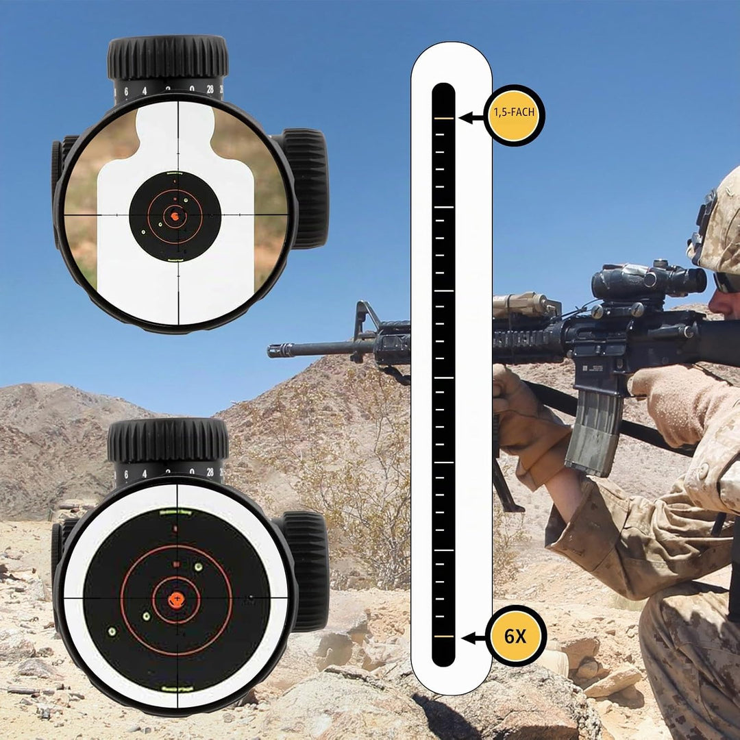 FOCUHUNTER 1.5-6X24mm Teleskop, seitlicher Parallaxenausgleich optisches Monokular, grüner voll mult