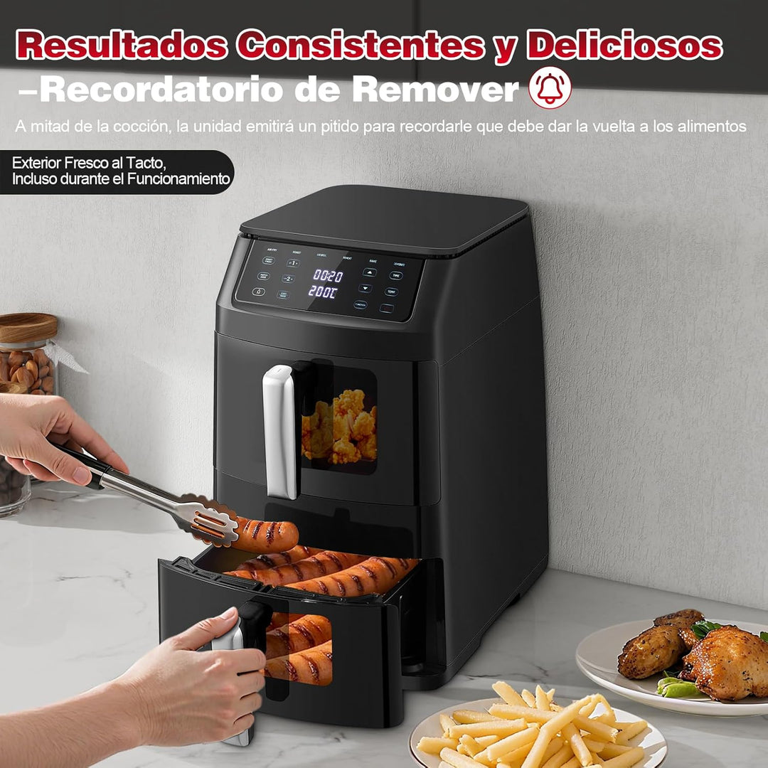 TopStrong Doppelkammer Heissluftfritteuse, 2500W Vertikale Double Stack Airfryer 2 Kammern mit Sicht