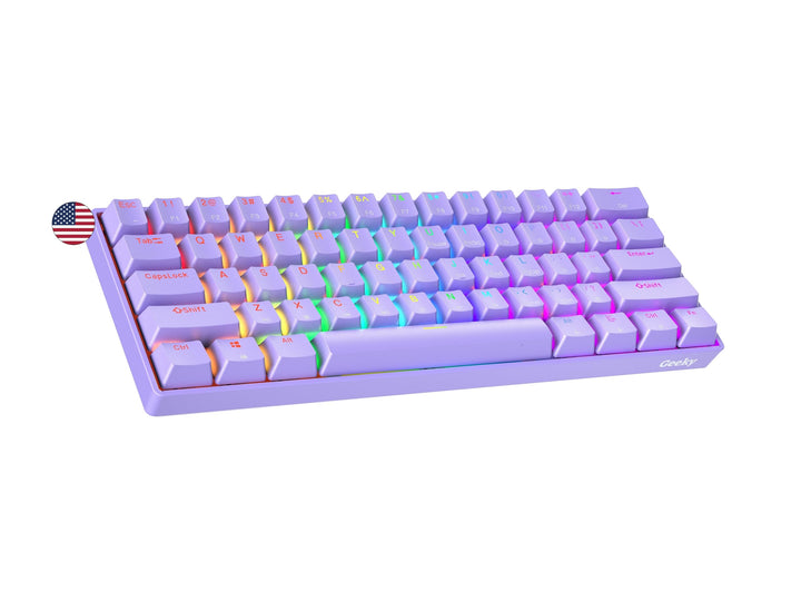 Geeky GK61 60% | Hot Swappable Mechanische Gaming-Tastatur | 61 Tasten Multi Color RGB LED Hintergru