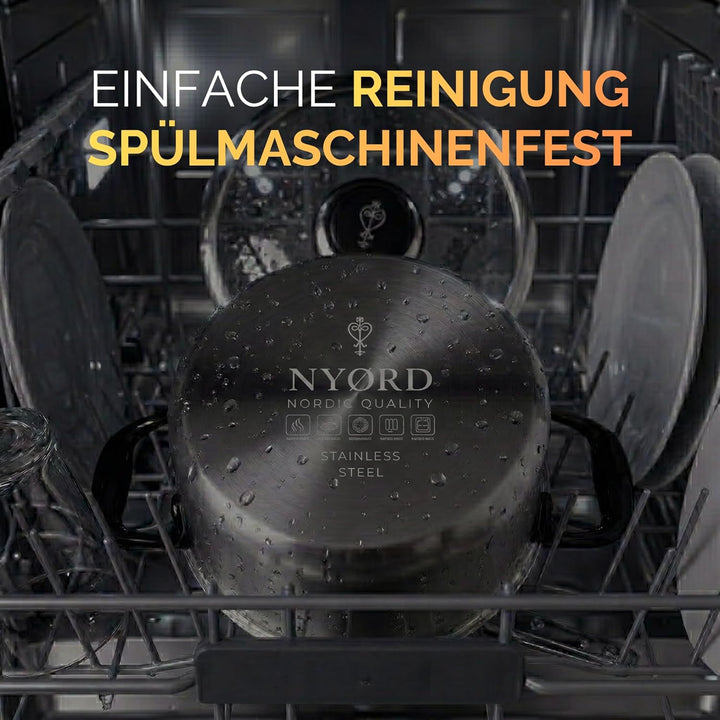 NYORD Edelstahltopf - Antihaft, Kratzfest, Kochtopf Wabenstruktur, Spülmaschinenfest, Hybrid Topf, K