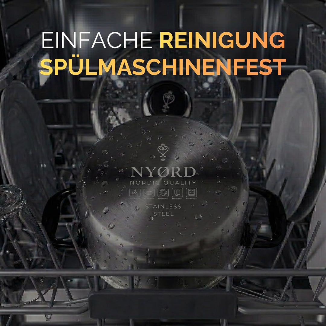 NYORD Edelstahltopf - Antihaft, Kratzfest, Kochtopf Wabenstruktur, Spülmaschinenfest, Hybrid Topf, K