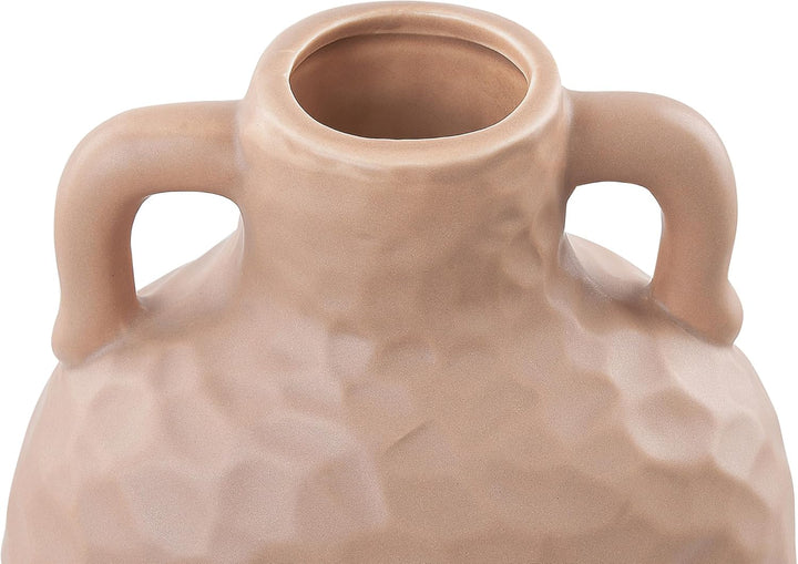 Dekorative Keramik Vase mit Gesichtsmotiv 26 cm Beige Veria