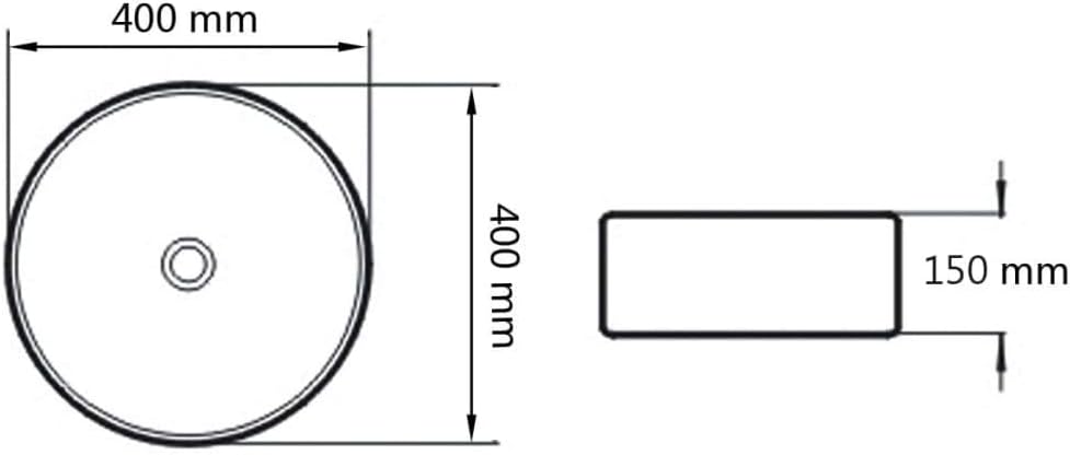 vidaXL Waschbecken Keramik Rund Schwarz 40x15cm Waschschale Aufsatzwaschbecken, Schwarz