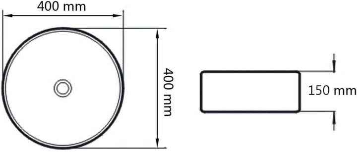 vidaXL Waschbecken Keramik Rund Schwarz 40x15cm Waschschale Aufsatzwaschbecken, Schwarz