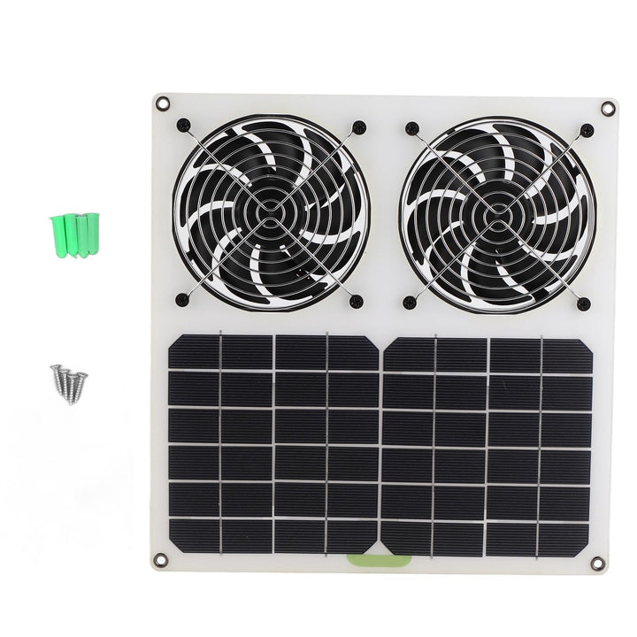 Solarlüfter 12 Zoll, Dual Lüfter 100W, Solar Abgasventilator für Hühnerstall Gewächshaus mit Monokri