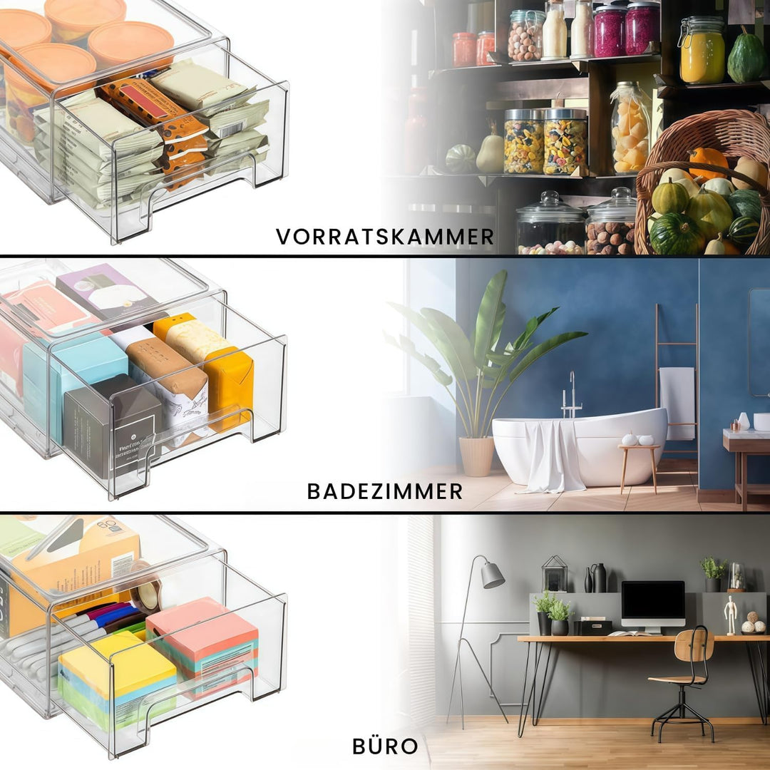 Kühlschrank Organizer Schublade 1 Stück Gross - Klare Stapelbare Aufbewahrung für Küche, Kühlschrank