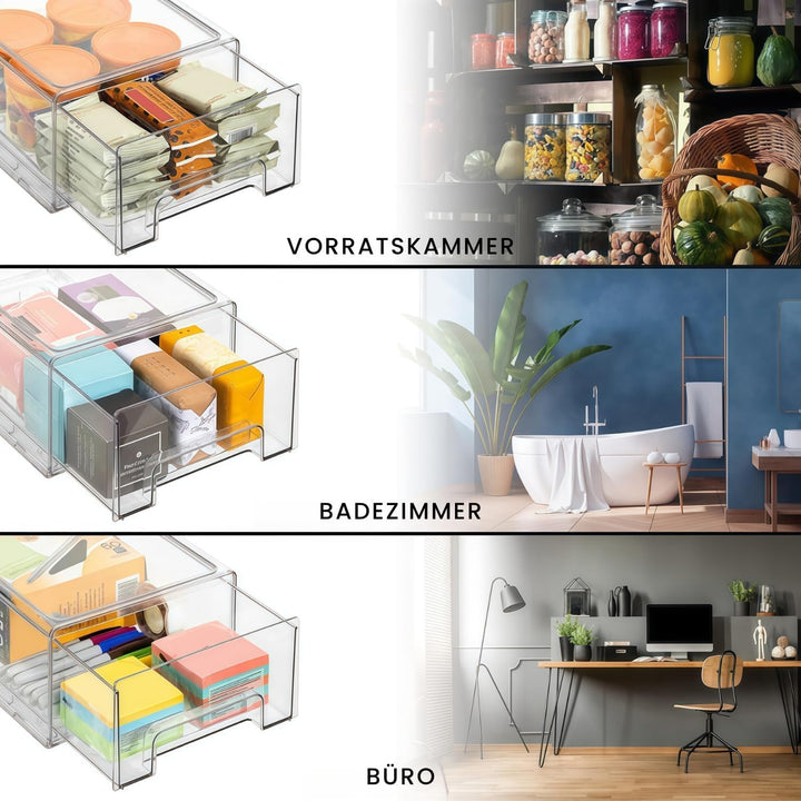Kühlschrank Organizer Schublade 1 Stück Gross - Klare Stapelbare Aufbewahrung für Küche, Kühlschrank