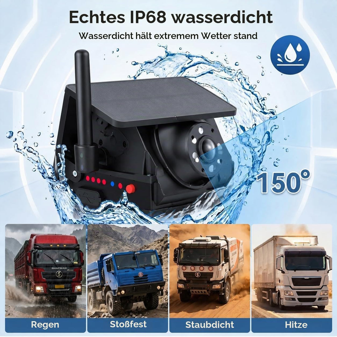 Solar Rückfahrkamera Kabellose Magnetische mit 7" 1080P LCD Monitor