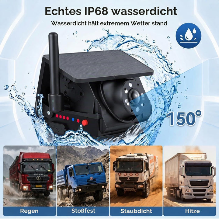 Solar Rückfahrkamera Kabellose Magnetische mit 7" 1080P LCD Monitor