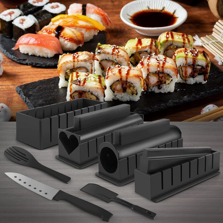 SKYSER Sushi Maker Kit, 17 Pieces Sushi Maker Set for Beginners, 8 Shapes Sushi Making Kit Complete,