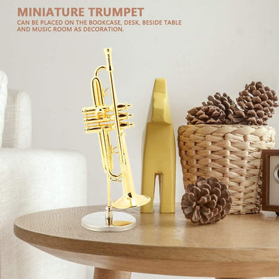 Hapivida Miniatur Trompetenmodell, Zarte Goldene Mini Trompete Instrument Dekoration Messing Instrum