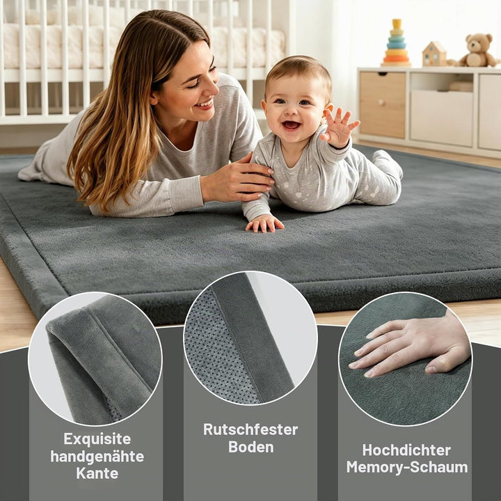 Capslpad Krabbelmatte Baby 200x150x2.5 cm Wolkenweiche Spielmatte Baby mit Hochwertigem Memory-Schau