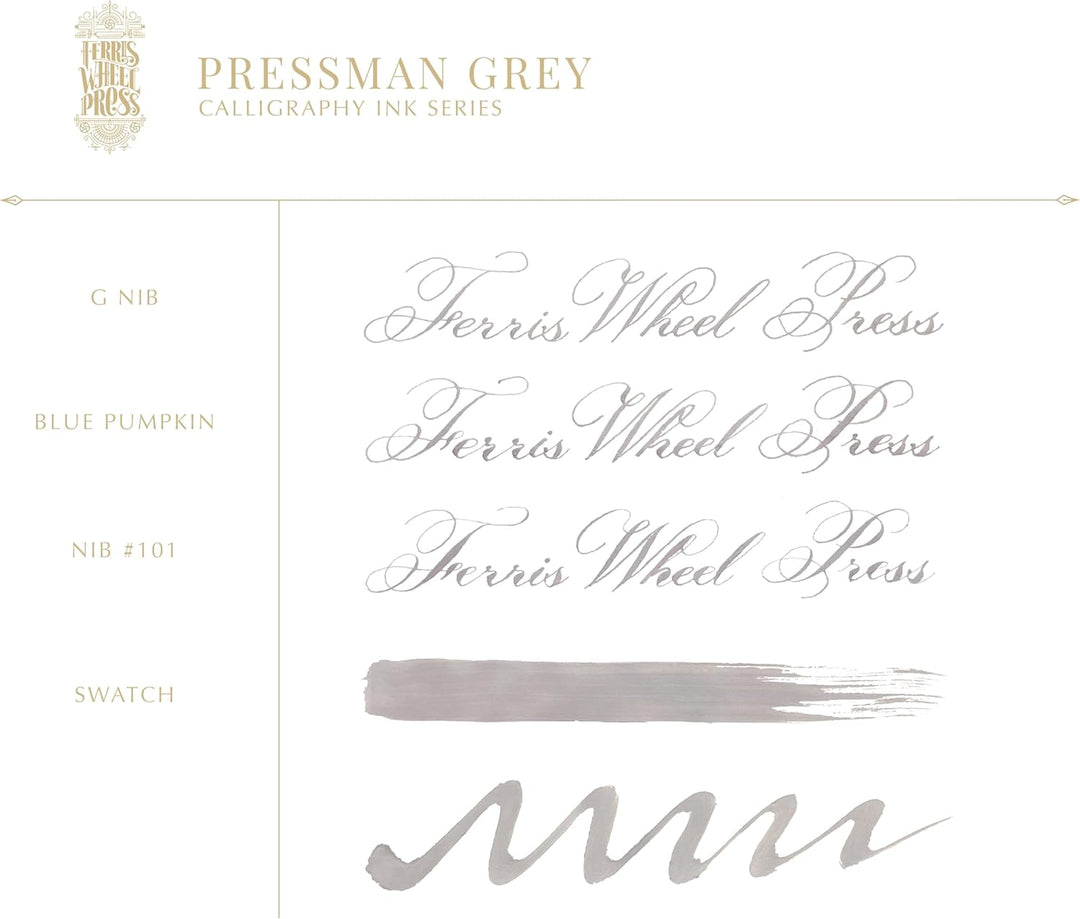 Ferris Wheel Press Calligraphy Ink | Pressman Grey | 28ml Grey 28 ml, Grey 28 ml