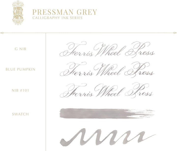 Ferris Wheel Press Calligraphy Ink | Pressman Grey | 28ml Grey 28 ml, Grey 28 ml
